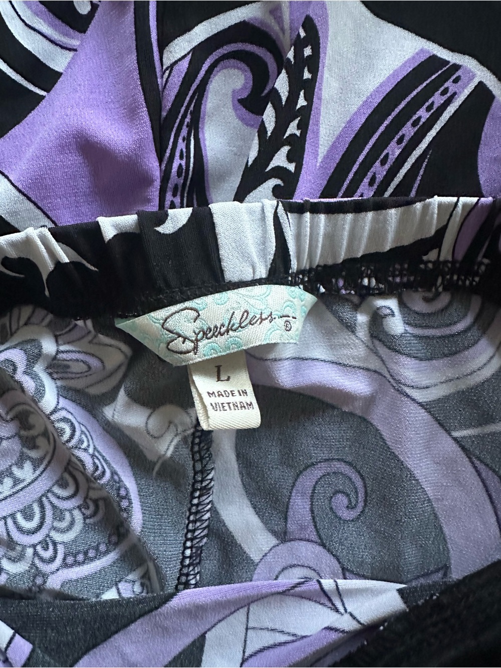 Y2K VTG Speechless Black and Purple Paisley Midi Dress - Picture 5 of 5